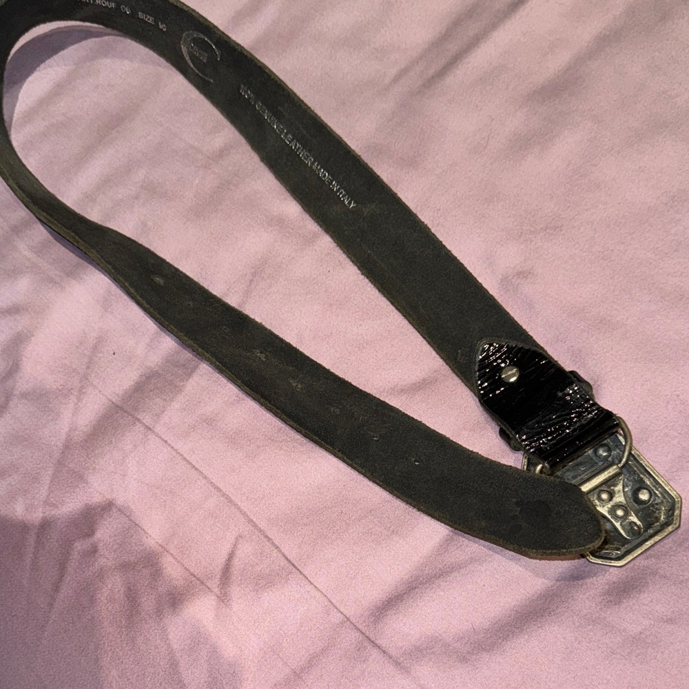Just Cavalli Black patten leather Belt with Silver Buckle and gold studs - Picture 5 of 8